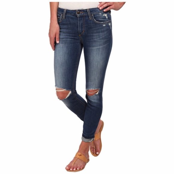 Joe's Jeans Denim - JOE'S JEANS Destroyed Knee Ripped Slim Skinny Ankle Jeans Pants Blue